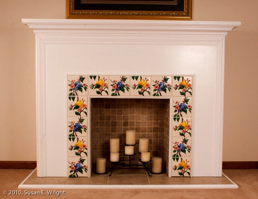 Fireplace with Bird Tiles